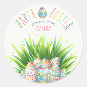 Sticker Rond Pâques colorées et joyeuses