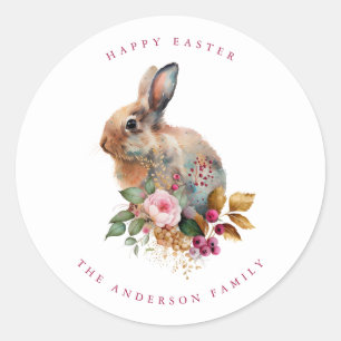 Sticker Rond Pâques Floral Aquarelle