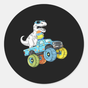 Sticker Rond Pâques Jour T Rex Dino Monter Un Monster Camion Ga