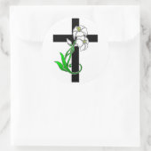 Sticker Rond Pâques Lys et Croix (Sac)