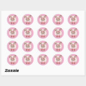 Sticker Rond Pâques mignonne Floral Bunny Leopard cadeau (Feuille)