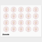 Sticker Rond Pâques mignonne lapin Printemps rose Baby shower f (Feuille)