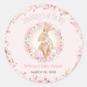 Sticker Rond Pâques mignonne lapin Printemps rose Baby shower f (Devant)