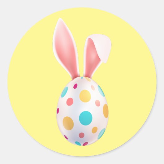 STICKER ROND "PÂQUES" OEUFS SPECKLED & OURS BUNNY ROUND CLASSIQ (Devant)