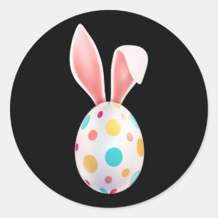 STICKER ROND "PÂQUES" OEUFS SPECKLED & OURS BUNNY ROUND CLASSIQ