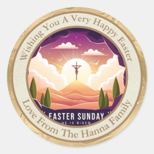 Sticker Rond Pâques personnalisé   Église et École du dimanche