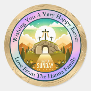 Sticker Rond Pâques personnalisé   Église et école du dimanche 