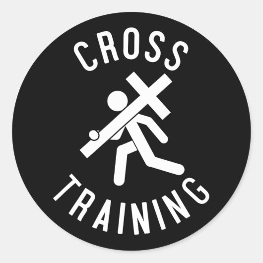 Sticker Rond Pâques Religieux Amusement Croix chrétienne Entraî (Devant)