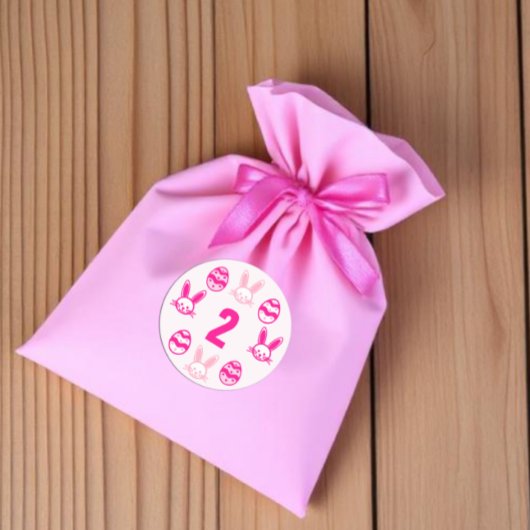 Sticker Rond Pâques rose 2e anniversaire