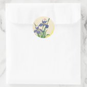 Sticker Rond Pâques vintages, Jardin Violet Fleurs Iris (Sac)