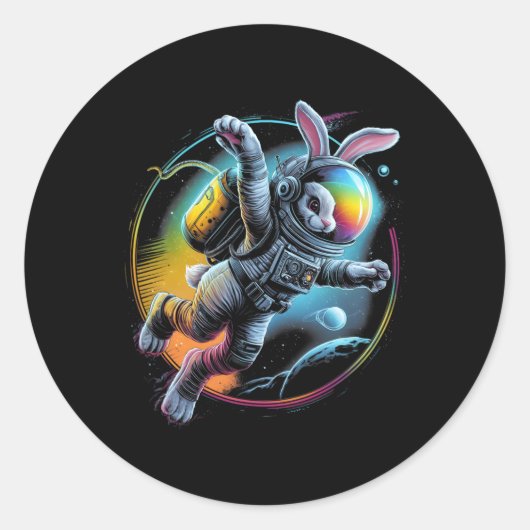 Sticker Rond Pâques Volant Galaxy Lapin Spatial À Astrona (Devant)