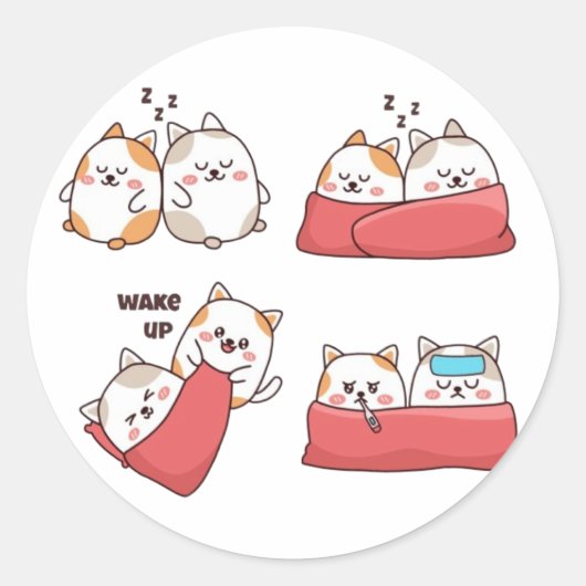 Sticker Rond Paquet de chats (Devant)
