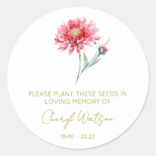 Sticker Rond Paquet de graines commémoratif d'hortensia simple