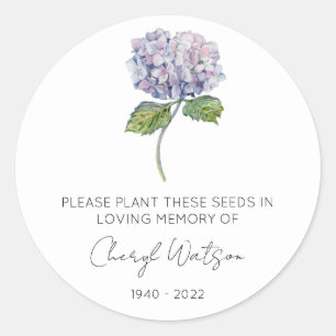 Sticker Rond Paquet de graines commémoratif d'hortensia simple
