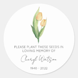 Sticker Rond Paquet de graines de tulipe mémorial simple