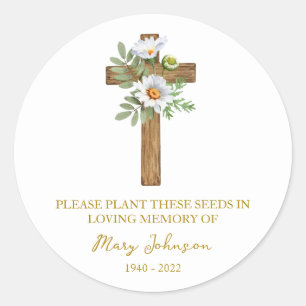 Sticker Rond Paquet de graines funéraires mémorial Daisy Cross