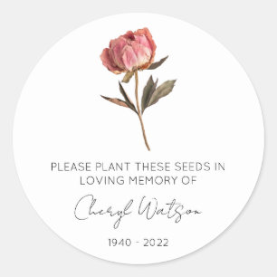 Sticker Rond Paquet de graines mémorial de pivoine simple
