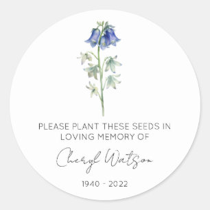 Sticker Rond Paquet de graines mémorial Simple Bluebell