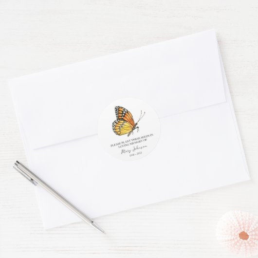 Sticker Rond Paquet de semence funéraire papillon (Enveloppe)