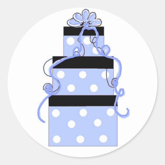 Sticker Rond Paquets de points Polka bleu et blanc (Devant)