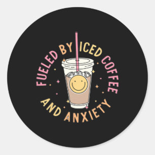 Sticker Rond Par Café Glacé Et Anxiété Sensibilisation À La San