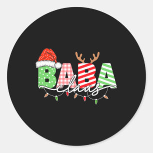 Sticker Rond Par Claus Feux de Noël Santa Hat Famille Matchin
