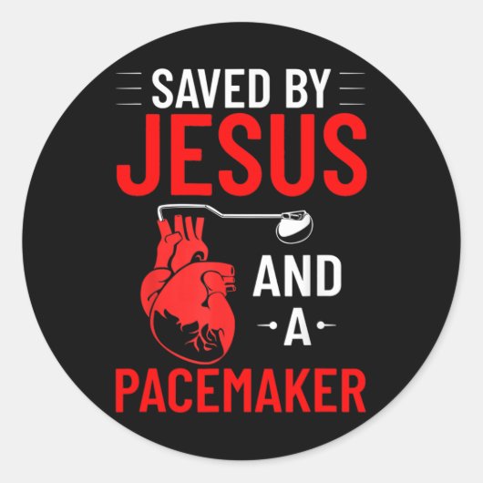 Sticker Rond Par Jésus Et Un Pacemaker Sensibilisation aux mala (Devant)