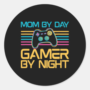Sticker Rond Par Jeu De Jour Par Jeux Vidéo De Nuit Lover Gamer