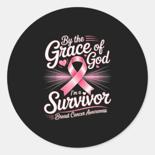 Sticker Rond Par la grâce de dieu survivante survivante du canc