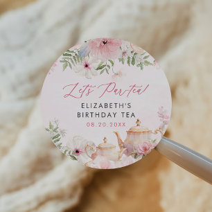 Sticker Rond Par tea Floral Tea Girl Anniversaire