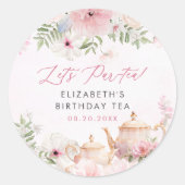 Sticker Rond Par tea Floral Tea Girl Anniversaire (Devant)