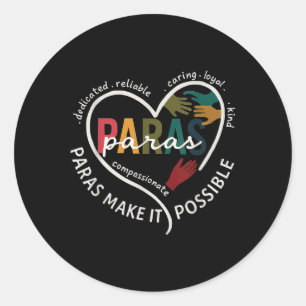Sticker Rond Para Heart Paraprofessionnel enseignant Paraéducat