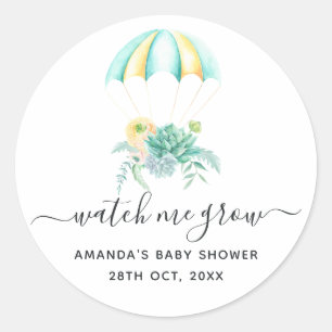 Sticker Rond Parachute Baby Shower Bouquet Floral