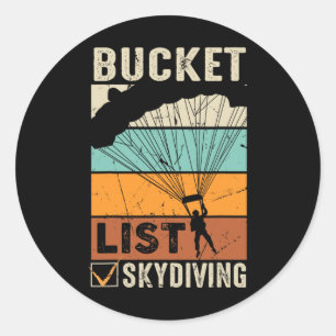 Sticker Rond Parachute Jump Skydiver Instructor Bucket Listes S