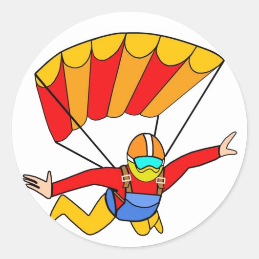 Sticker Rond Parachute Skydive Red Yello (Devant)