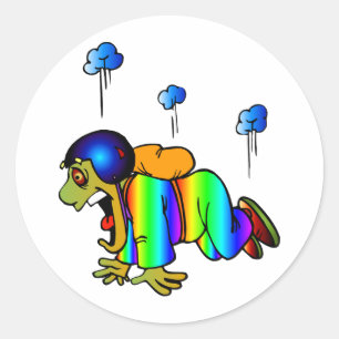 Sticker Rond Parachutiste tombant avec le parachute fermé - oh