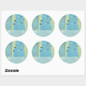 Sticker Rond Parade Abstraite des oeufs bleus (Feuille)