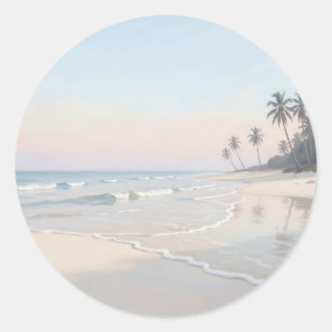 Sticker Rond Paradis de plage tropicale sereine