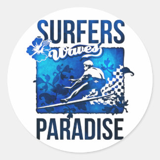 Sticker Rond paradis des surfeurs