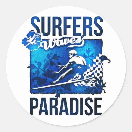 Sticker Rond paradis des surfeurs (Devant)