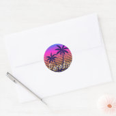 Sticker Rond Paradis du coucher de soleil rétro (Enveloppe)