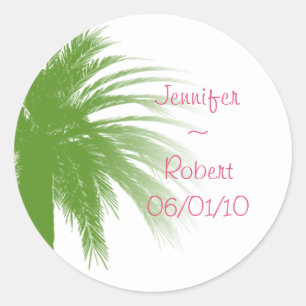 Sticker Rond Paradis tropical vert et rose