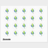 Sticker Rond Parakeet vert mignon (Feuille)