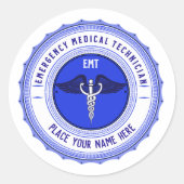 Sticker Rond Paramedics EMT personnalisés Caduceus (Devant)
