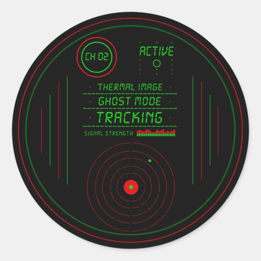 Sticker Rond Paranormal Ghost Tracker Radar Display Scanner Art (Devant)