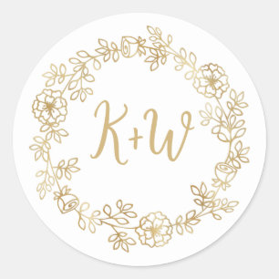 Sticker Rond Paraphe Mariage de fleurs mûres Monogramme