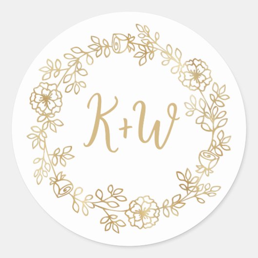 Sticker Rond Paraphe Mariage de fleurs mûres Monogramme (Devant)