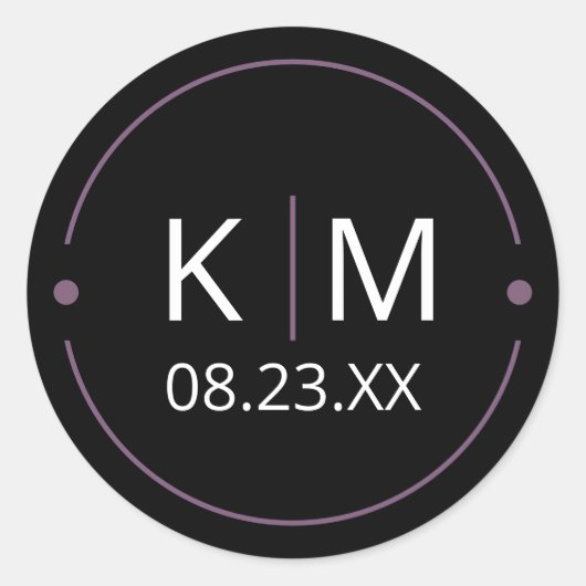 Sticker Rond Paraphe Mariage en arc doux Lilac ID998 (Devant)