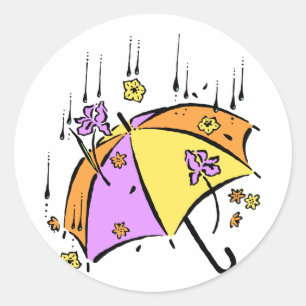 Sticker Rond Parapluie d'avril Showers