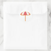Sticker Rond Parapluie de plage rose jaune blanc (Sac)